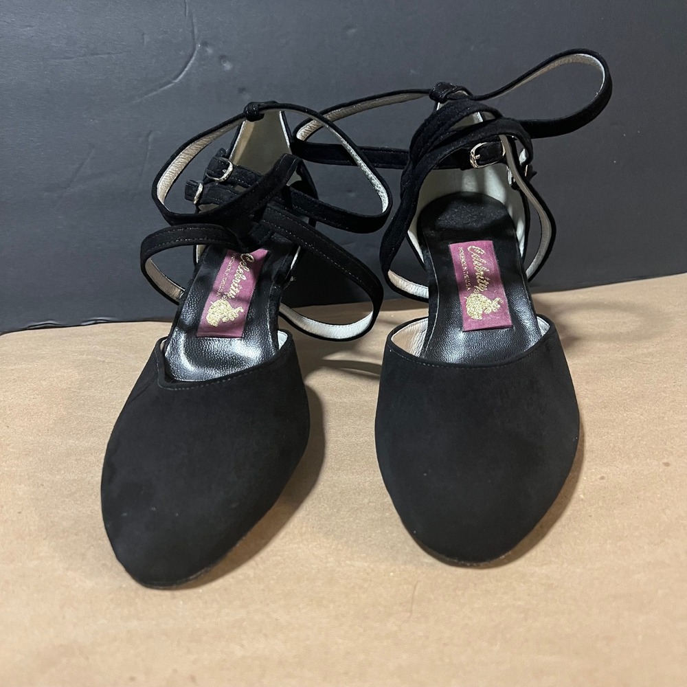 M by Marinelli Black Suede Genuine Leather Heels‎ Women's Size 9 M Strappy